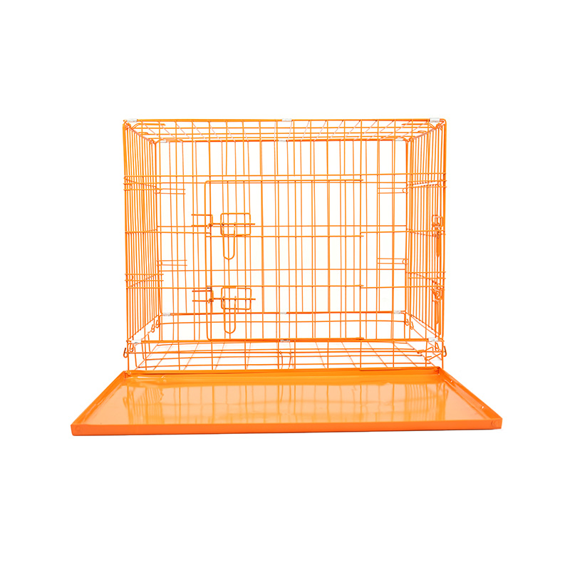 DH016-2 Caja plegable para mascotas con perrera de 2 puertas y bandeja de ABS