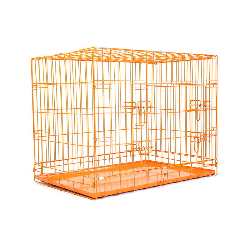 DH016-2 Caja plegable para mascotas con perrera de 2 puertas y bandeja de ABS