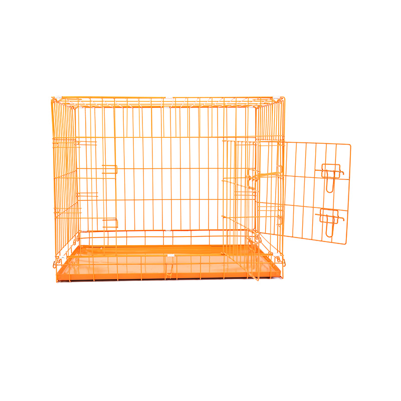 DH016-2 Caja plegable para mascotas con perrera de 2 puertas y bandeja de ABS