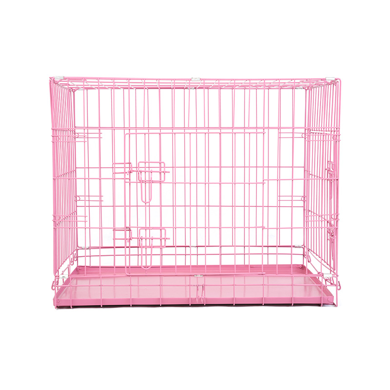 DH016-2 Caja plegable para mascotas con perrera de 2 puertas y bandeja de ABS