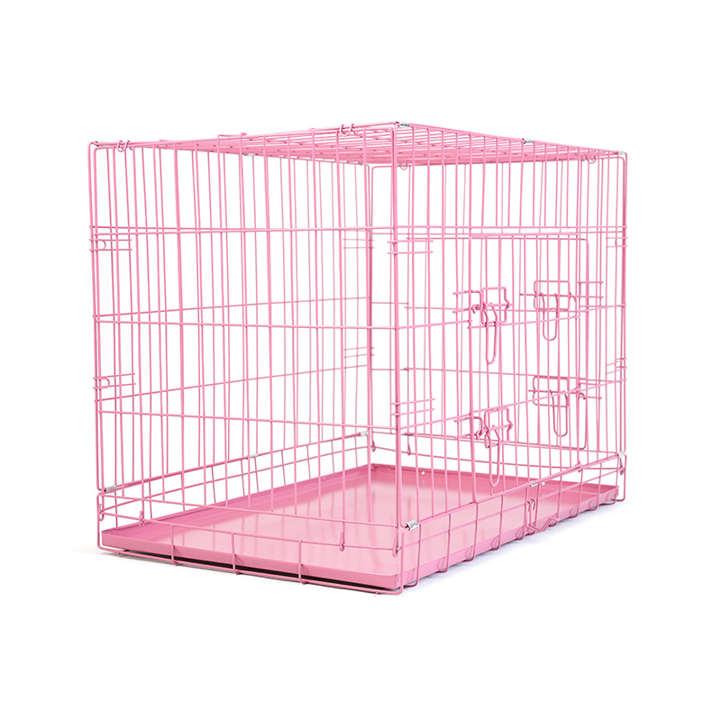 DH016-2 Caja plegable para mascotas con perrera de 2 puertas y bandeja de ABS