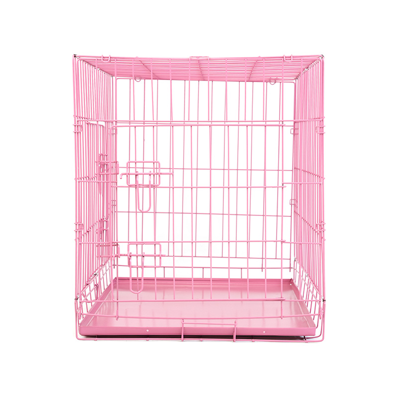 DH016-2 Caja plegable para mascotas con perrera de 2 puertas y bandeja de ABS