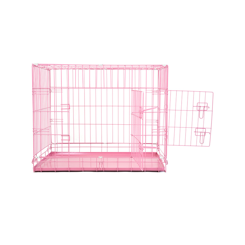 DH016-2 Caja plegable para mascotas con perrera de 2 puertas y bandeja de ABS