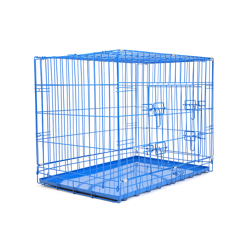 DH016-2 Caja plegable para mascotas con perrera de 2 puertas y bandeja de ABS