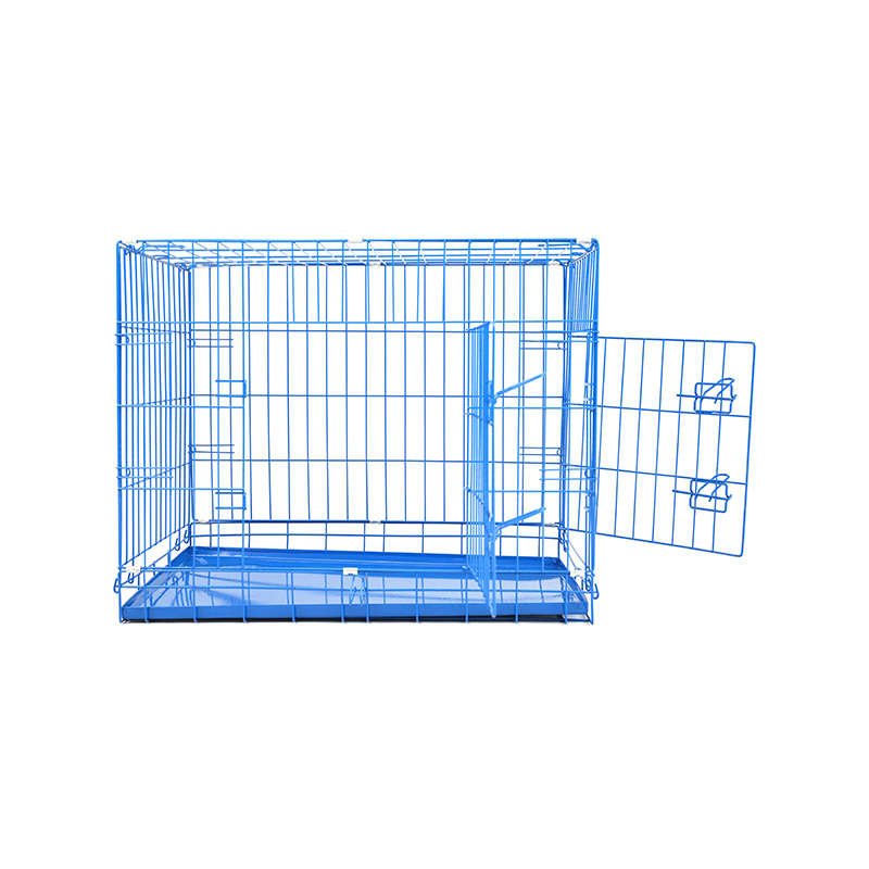 DH016-2 Caja plegable para mascotas con perrera de 2 puertas y bandeja de ABS