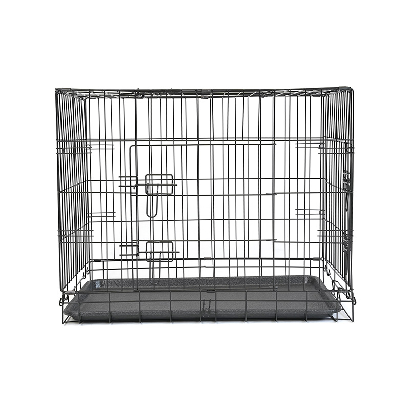 DH016-2 Caja plegable para mascotas con perrera de 2 puertas y bandeja de ABS