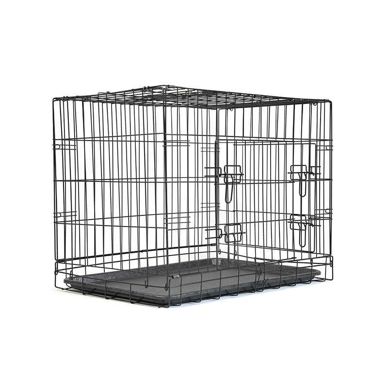 DH016-2 Caja plegable para mascotas con perrera de 2 puertas y bandeja de ABS