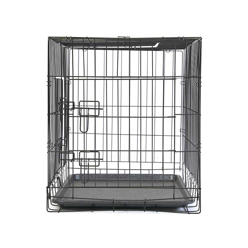 DH016-2 Caja plegable para mascotas con perrera de 2 puertas y bandeja de ABS