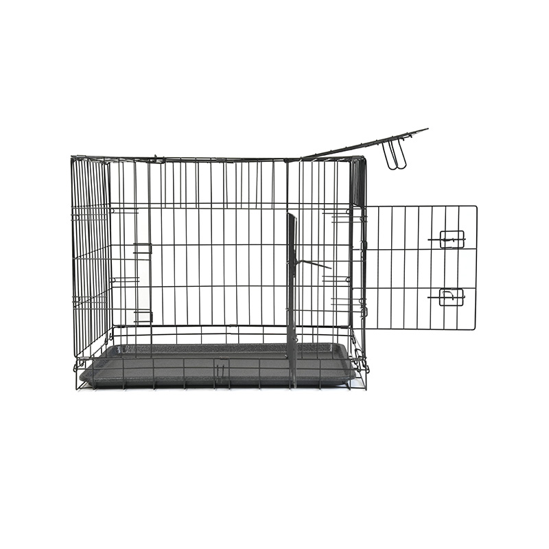 DH016-2 Caja plegable para mascotas con perrera de 2 puertas y bandeja de ABS