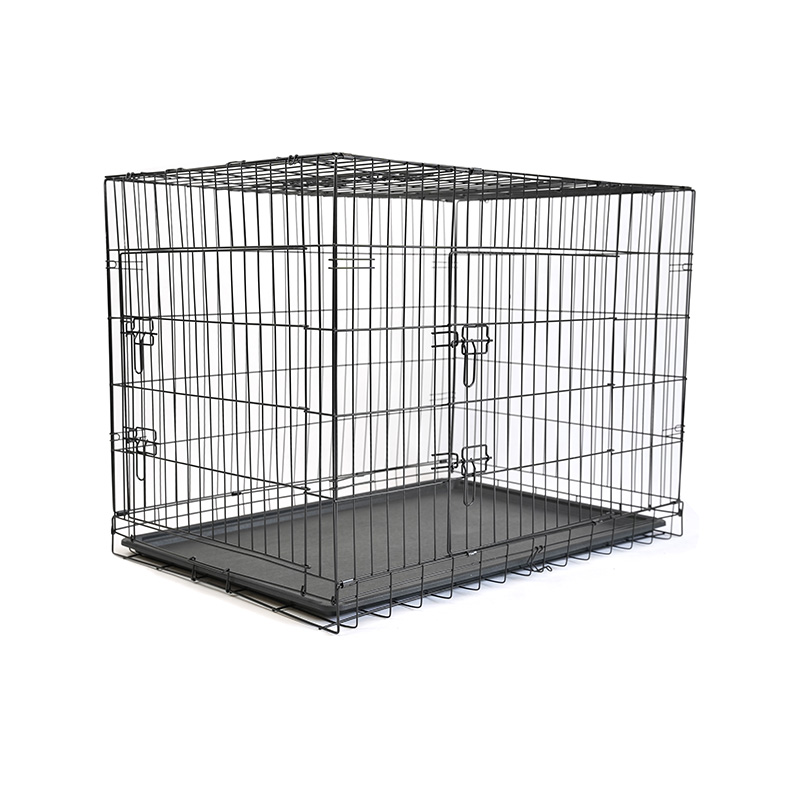 DH016-4 Caja para perros con jaula para mascotas de metal con bandeja de hierro de 2 puertas