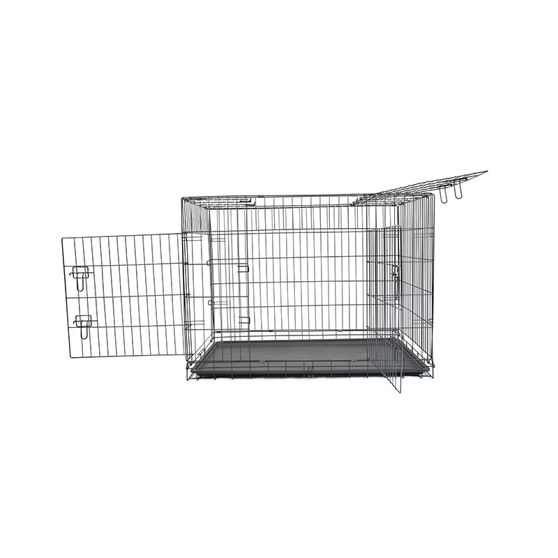 DH016-4 Caja para perros con jaula para mascotas de metal con bandeja de hierro de 2 puertas