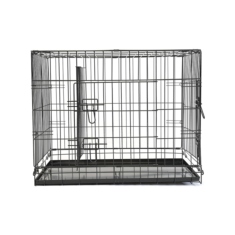 DH016-2 Caja plegable para mascotas con perrera de 2 puertas y bandeja de ABS