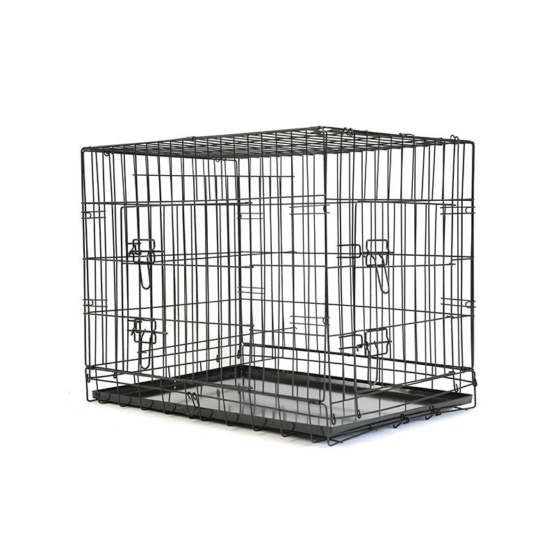 DH016-2 Caja plegable para mascotas con perrera de 2 puertas y bandeja de ABS