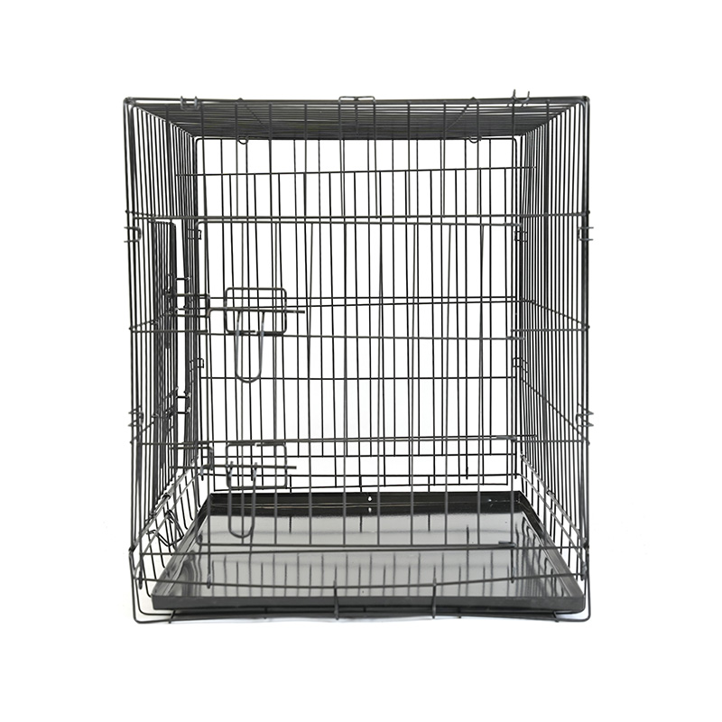 DH016-2 Caja plegable para mascotas con perrera de 2 puertas y bandeja de ABS