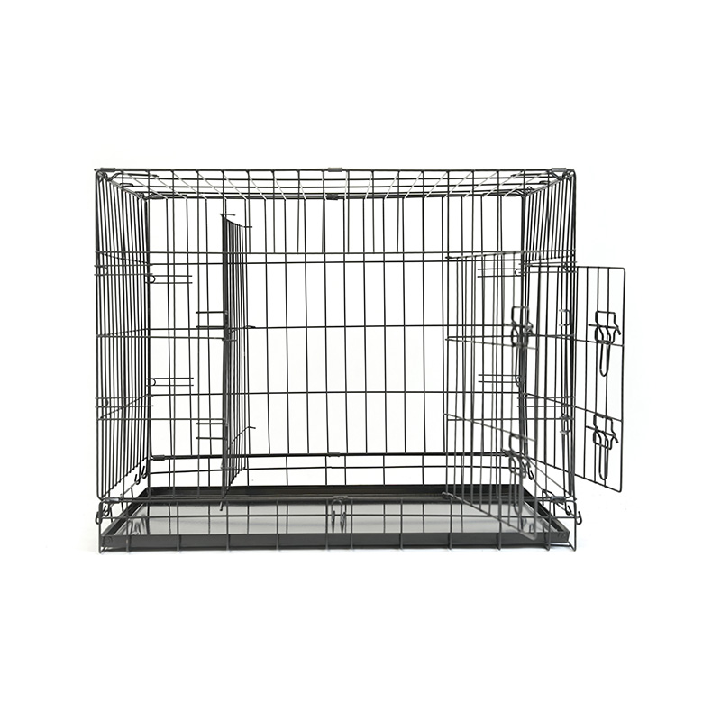 DH016-2 Caja plegable para mascotas con perrera de 2 puertas y bandeja de ABS