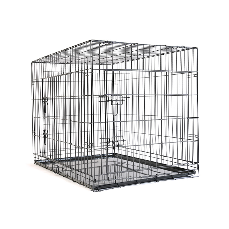 DH016-4 Caja para perros con jaula para mascotas de metal con bandeja de hierro de 2 puertas