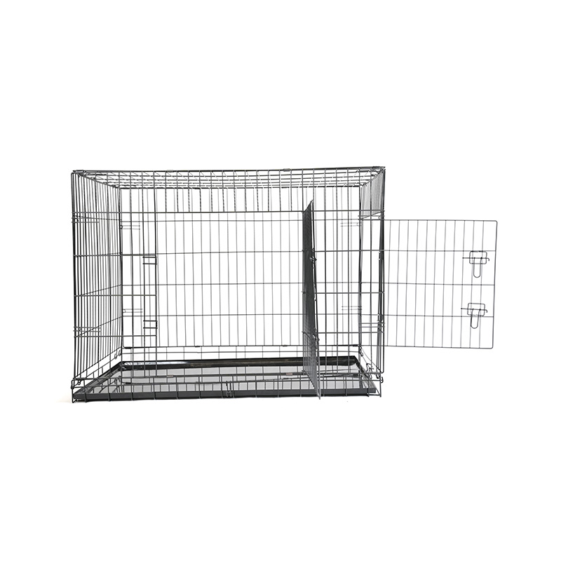 DH016-4 Caja para perros con jaula para mascotas de metal con bandeja de hierro de 2 puertas