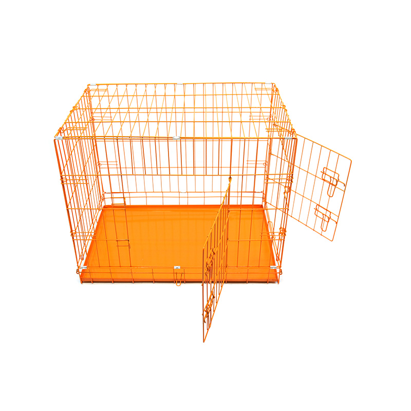 DH016-2 Caja plegable para mascotas con perrera de 2 puertas y bandeja de ABS